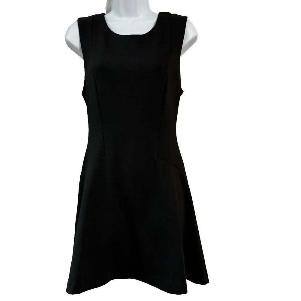 Free People Women Dress Size S Black Solid Sheath Short Sleeveless Cotton Casual - Picture 1 of 9